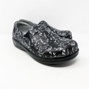 Alegria Black and White Floral Print Loafers Comfort Shoes Size 40 Arch Support